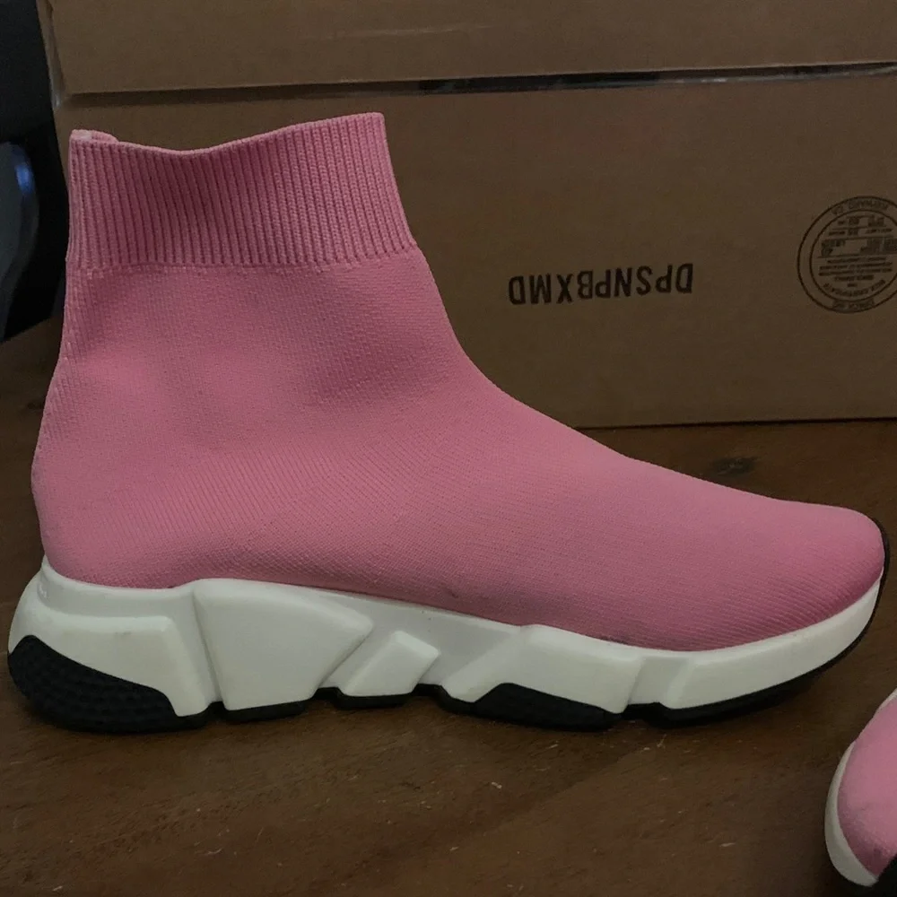 Balenciaga Pink Sock-Style Speed Trainer Sneakers - Picture 11 of 14